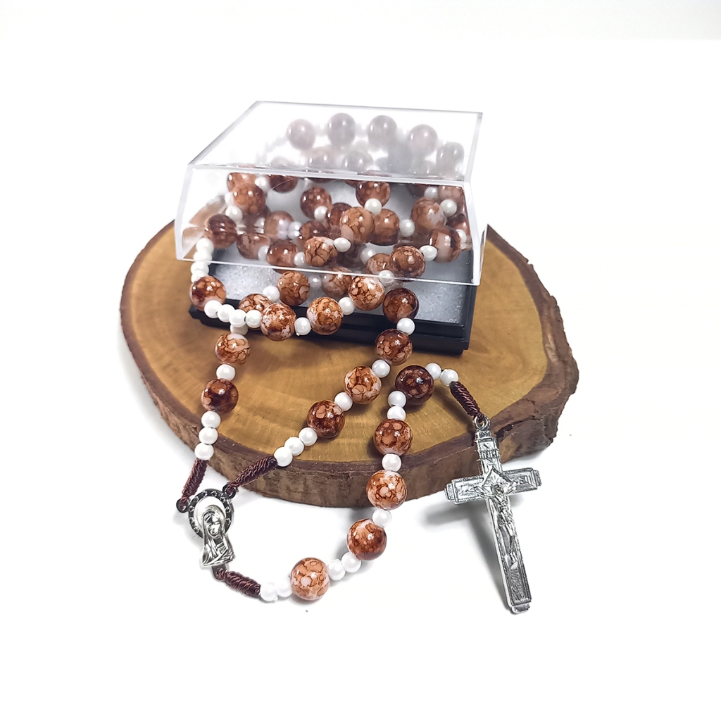 Rosario Batu Blorok COKLAT/Kalung Rosario Katolik/Aksesoris Rosario Katolik