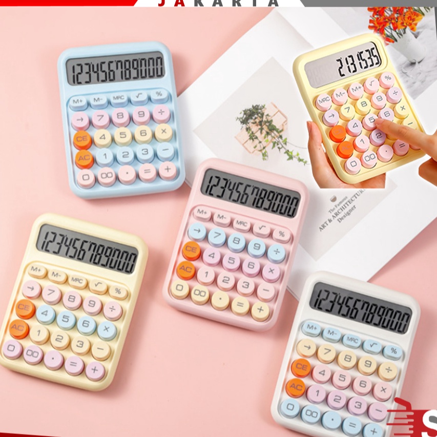 

Gila OSM JKT 6187 Kalkulator Lucu Warna Macaron 12 Dit Display Keyboard Dot Mekanik Cute Calculator Electronic Warna Permen