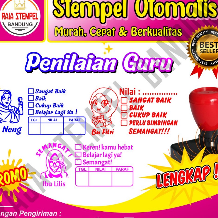 FG2 STEMPEL PENILAIAN PERSEGI TERLENGKAP  STAMPEL NILAI GURU PAUD TK SD SMP SMA  STAMPLE CUSTOM FOTO