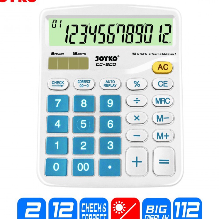 

Cepat Kalkulator Joyko CC8CO 12 dits Dual Power Check Correct Function