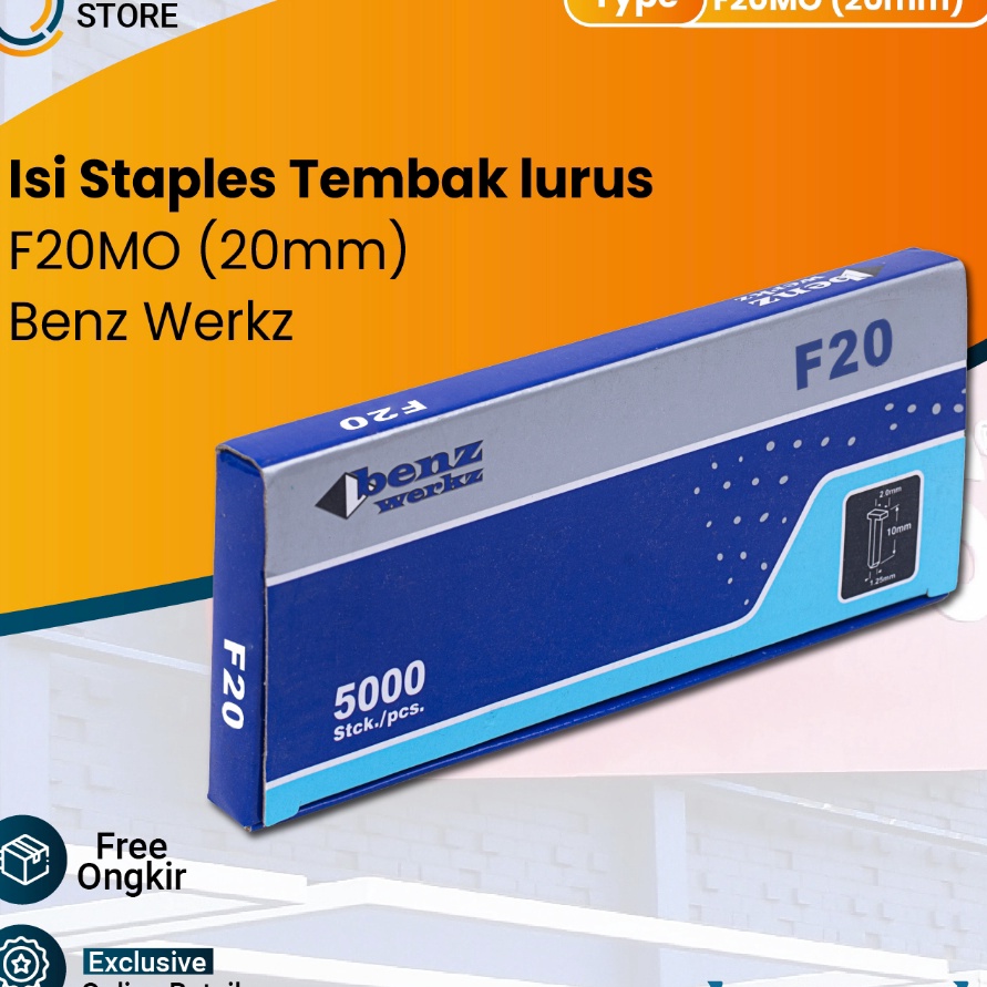 

KI3 Industrial Staples Isi staples tembak angin Paku mabel By Benz F 2 MO