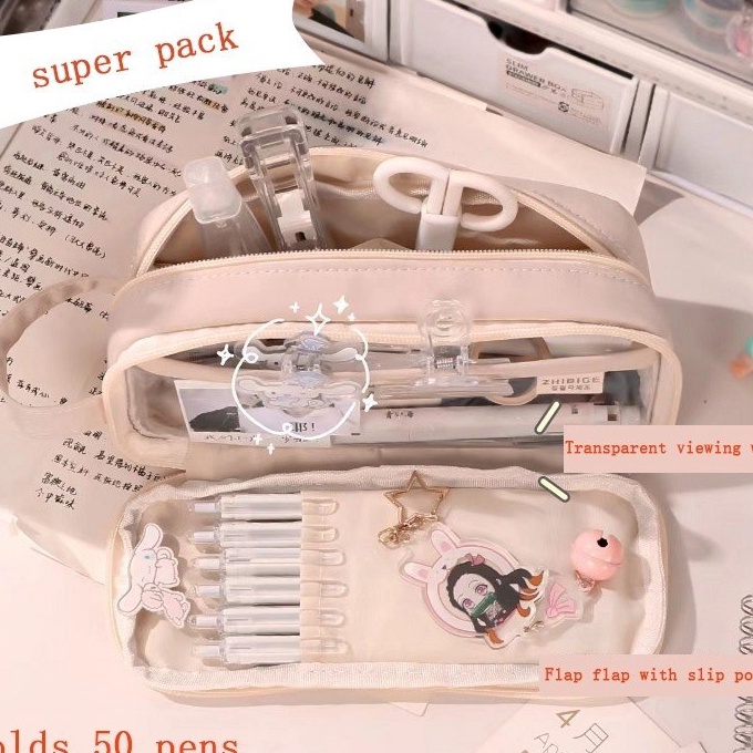 

KI3 INS Pencil Case Large Capacity Pencil Case Simple Japanese Stationery Storage Bag School Office Supplies