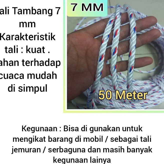 

FG2 TALI TAMBANG PLASTIK 7 MM 5 METER TALI TAMBANG 7 MM ECERAN TALI TAMBANG KILOAN