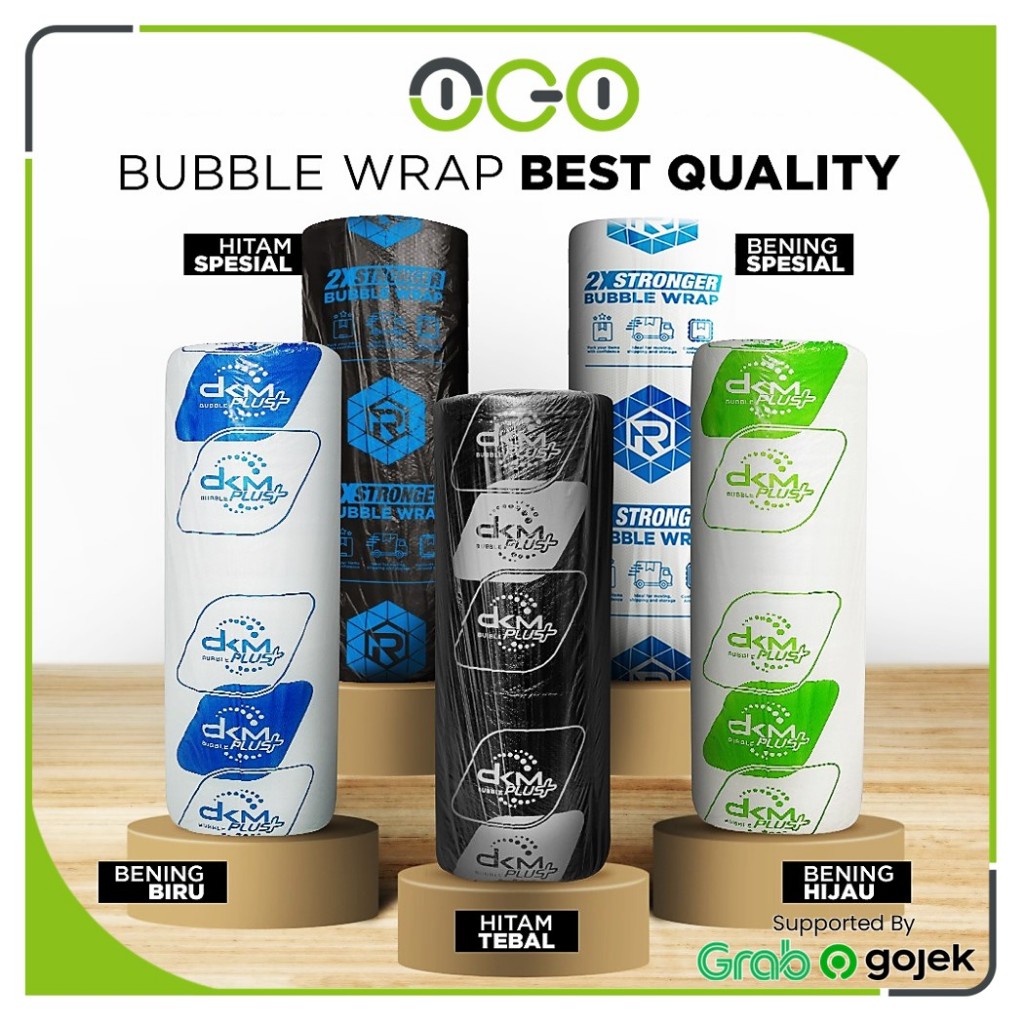 

BubbleWrap DKM dan RUSFET Roll 125cm x 50meter Bening dan Hitam / Plastik Buble Packing Gelembung