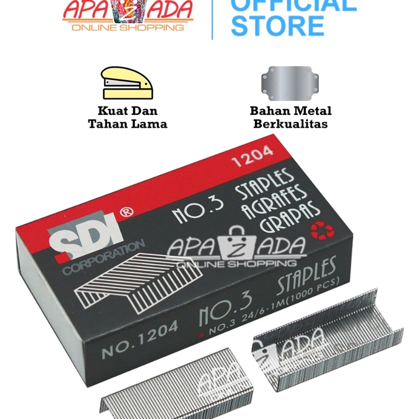 

HJ6 Apazada Isi Staples No3 Merek SDI 1 Pack Isi 1 Box Kecil 124