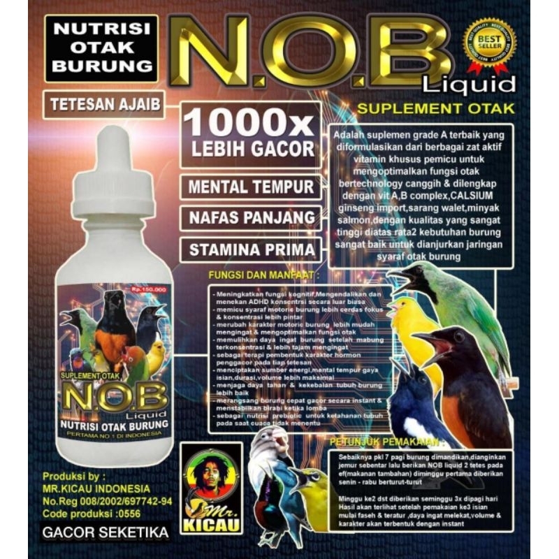 NOB NUTRISI OTAK BURUNG MURAI BATU KACER CUCAK IJO VITAMIN SUPLEMEN PENGGACOR SEMUA JENIS BURUNG
