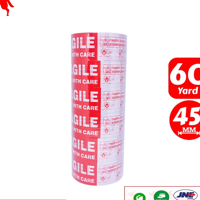 

Terlaris Lakban OPP Tape Lakban Fragile KSATRIA Tape 45mm x 6 Yard 1 Slop