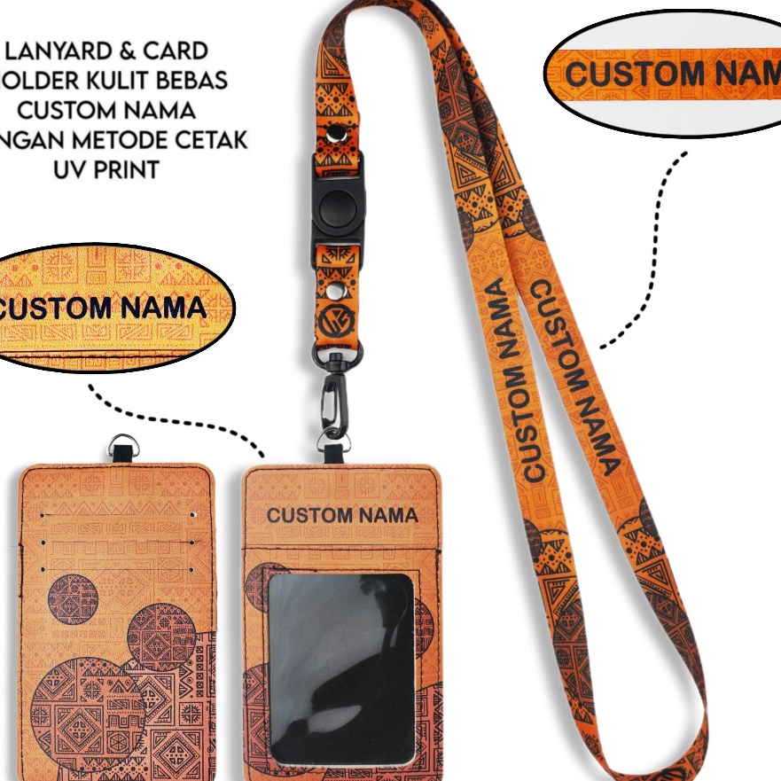 

Top V2 Id Card Holder Leather Custom Custom Nama Tribal Series Gantungan Tali Holder Id Card Kulit UV Print