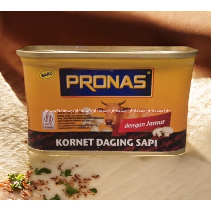 

Pronas 198gr Corned Beef Mushroom Daging Sapi Kornet Kemasan Kaleng Pronaz