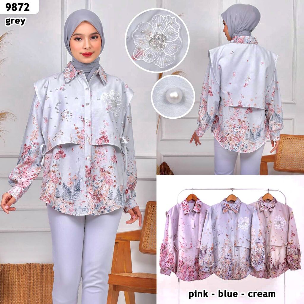 Atasan Motif Bunga Payet // Kemeja Wanita Kekinian // Kemeja Bunga Bunga // Kemeja Premium