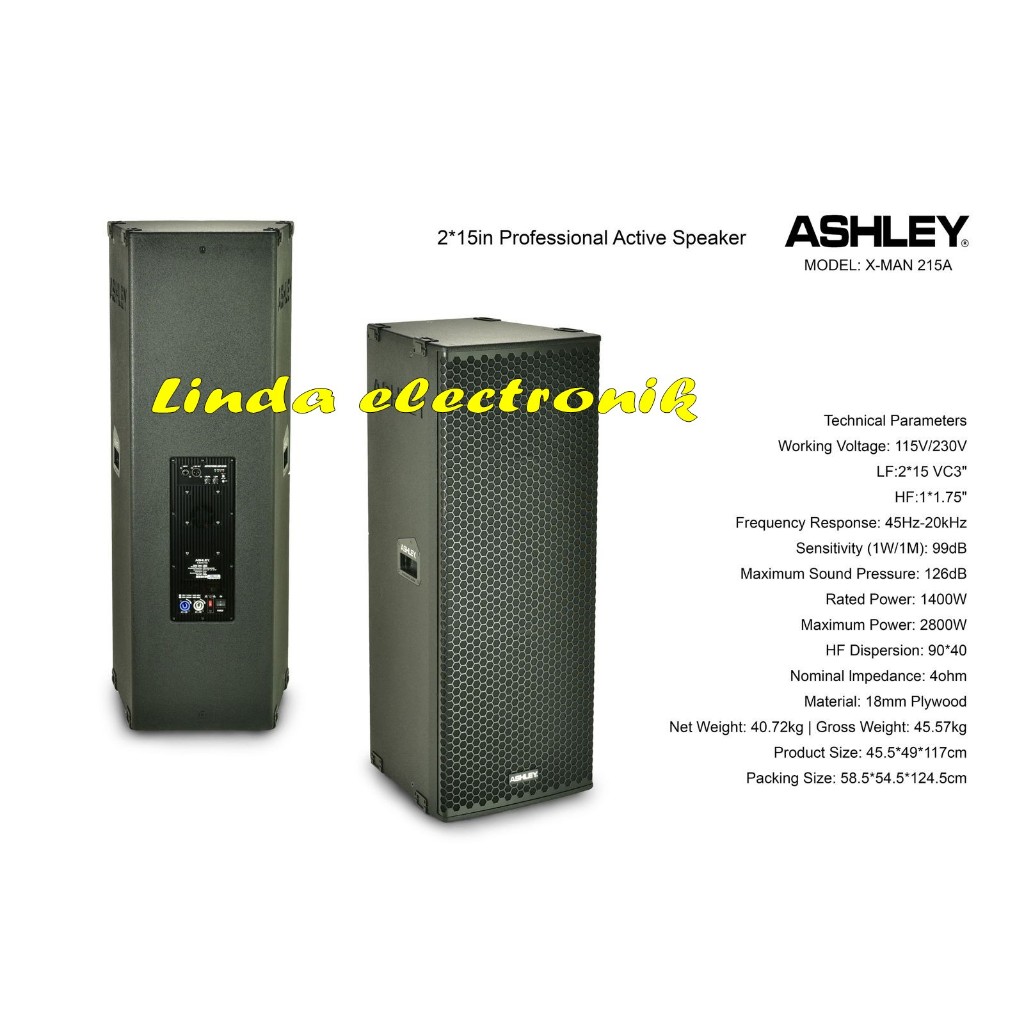 SPEAKER AKTIF ASHLEY XMAN 215A 2 X 15 INCH DOUBLE 15 1 BUAH