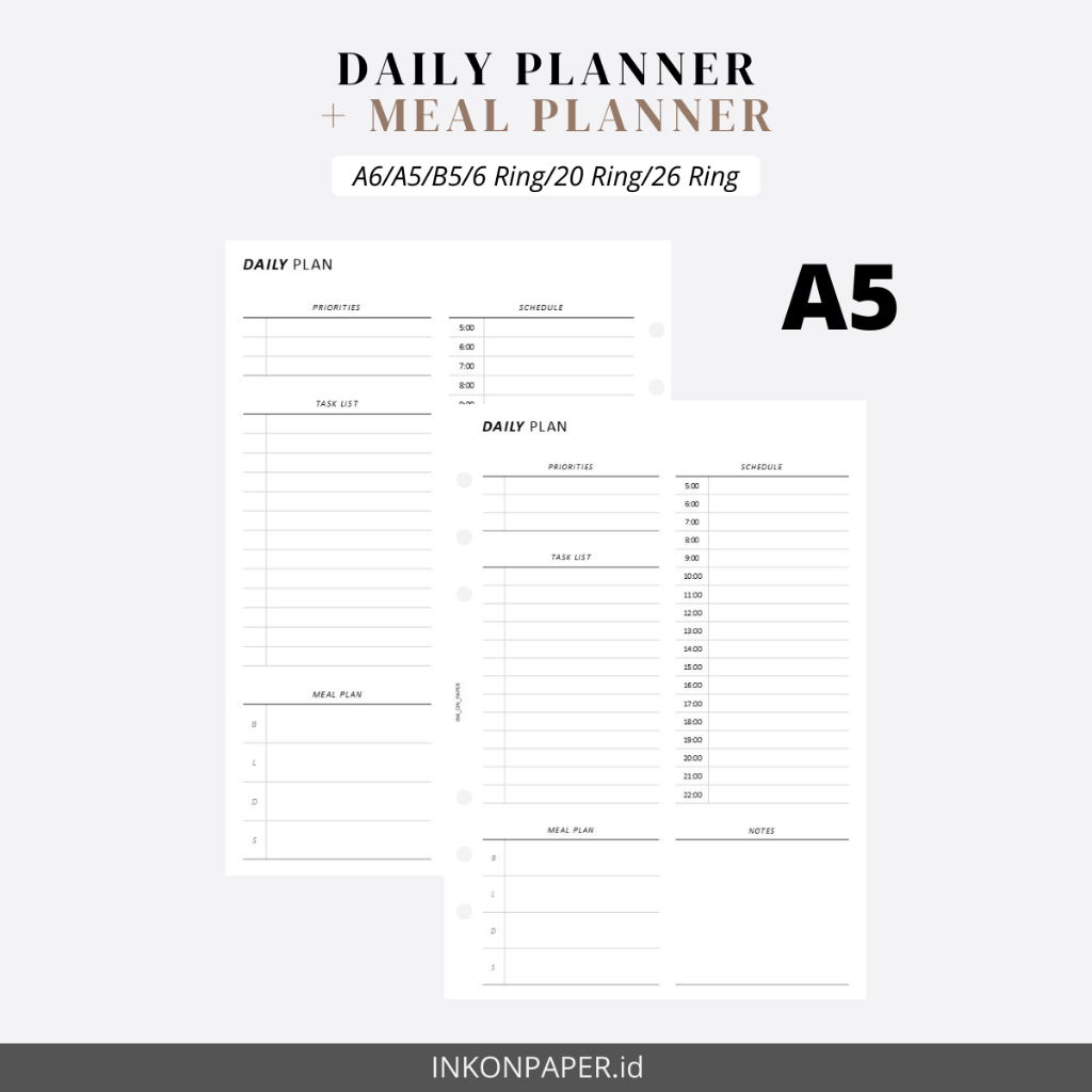 

A5 - Daily Planner + Meal Planner by INK_ON_PAPER