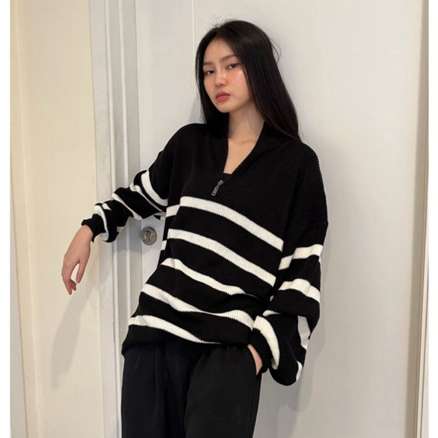 AGS’ Half-Zip Striped Knit