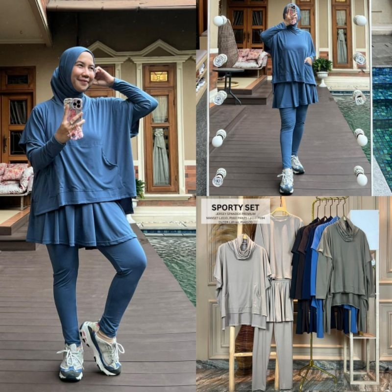 De'amoor | Sporty Set Hijab 3in1 | Baju Olahraga | Setelan baju olahraga wanita |  baju olahraga hij