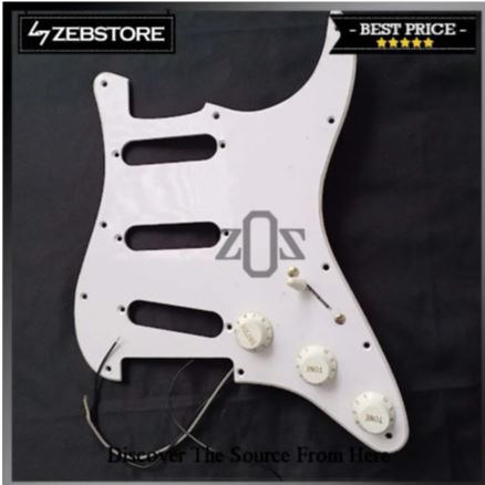 Pickguard Gitar Guitar Elektrik Electric Squier Stratocaster SSS Wiring White