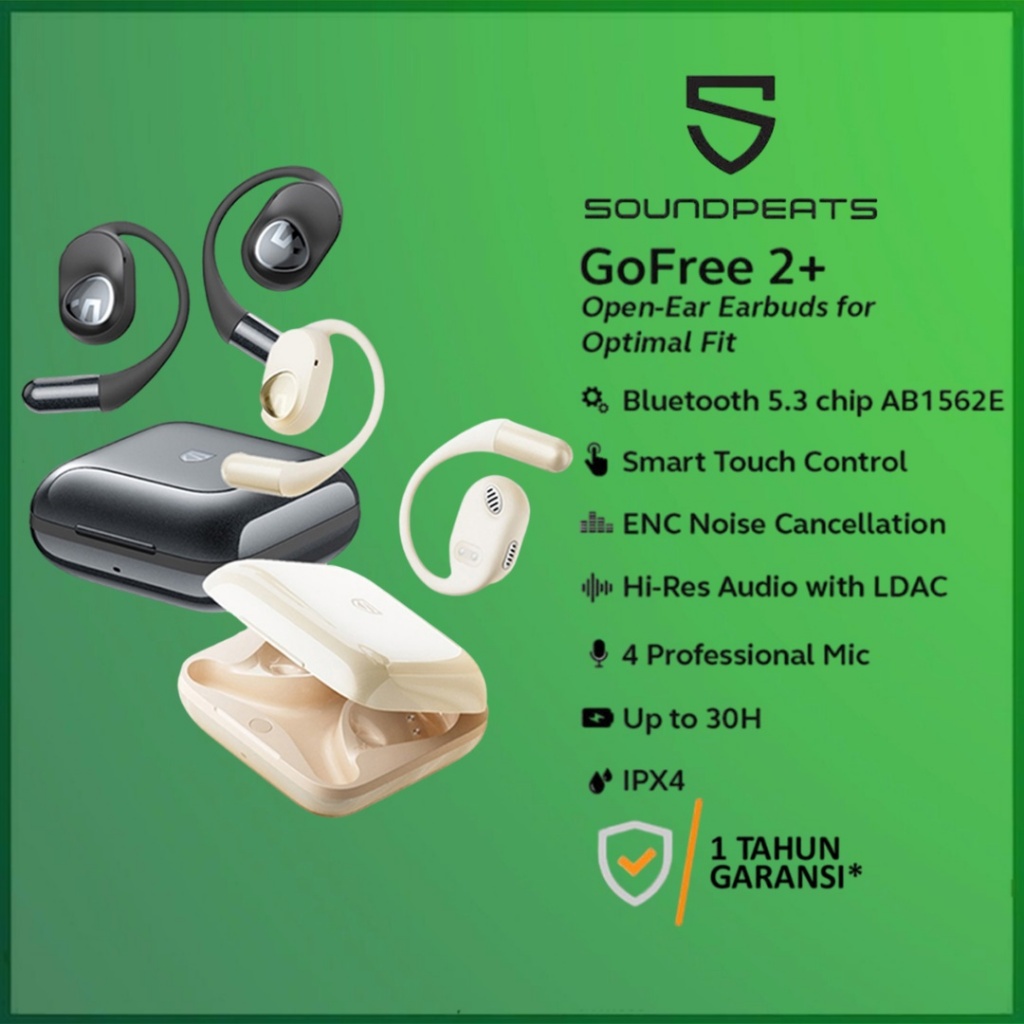 SoundPEATS GoFree 2+ Open-Ear Earbuds for Optimal Fit Go Free 2+ 2 Plus GoFree2