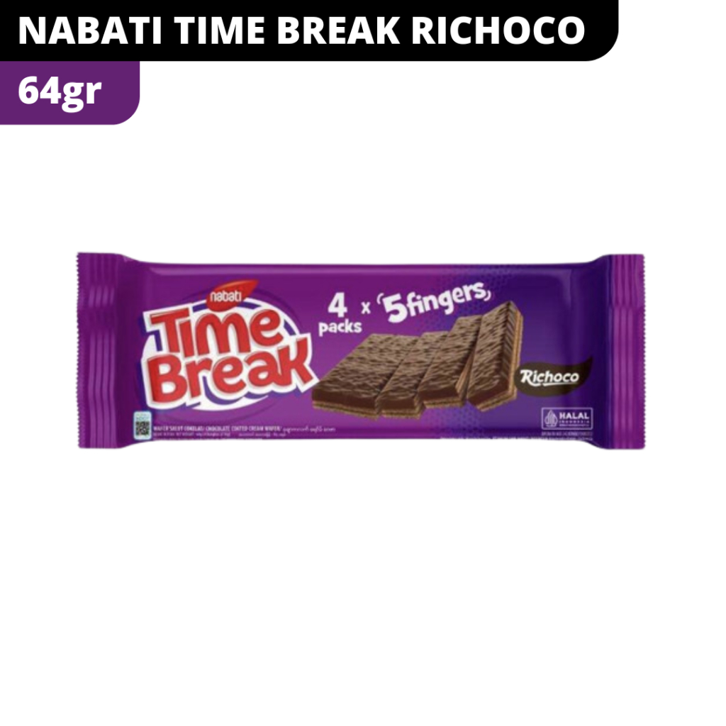 

NABATI TIME BREAK RICHOCO 64gr l 4 PACKS X 5 FINGERS