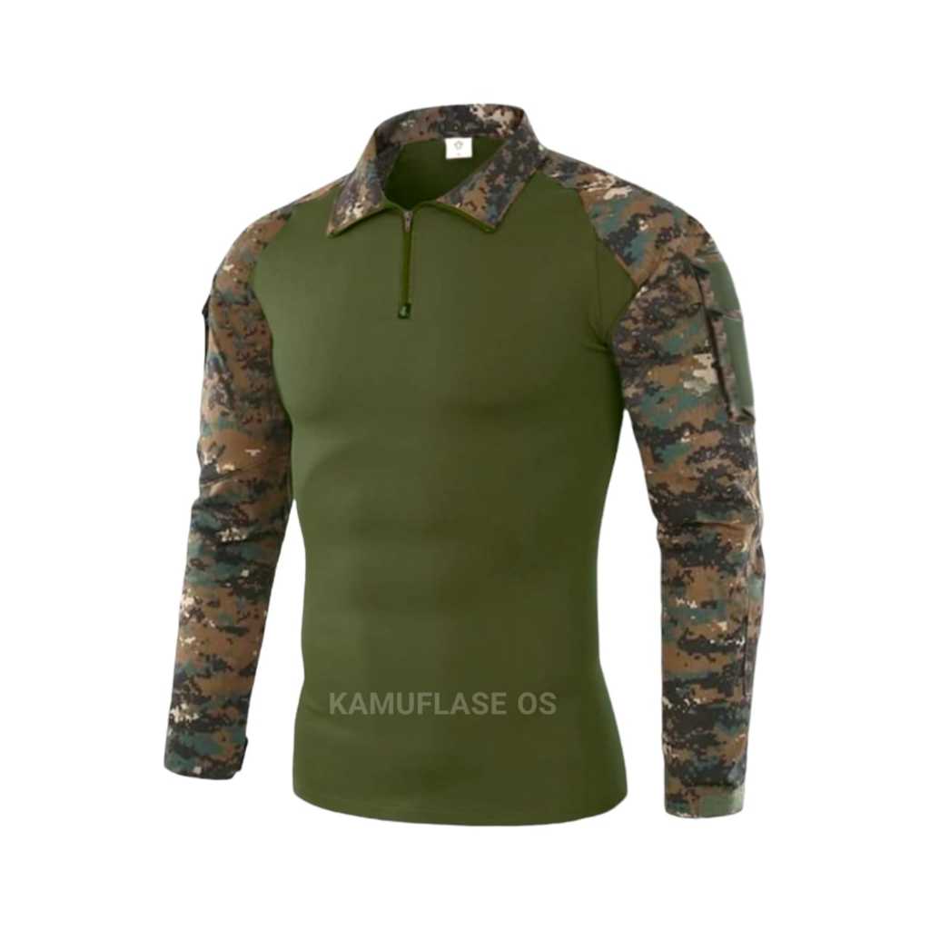 Kaos tactical Combat shirt loreng marpat woodland, Baju BDU army Marpad