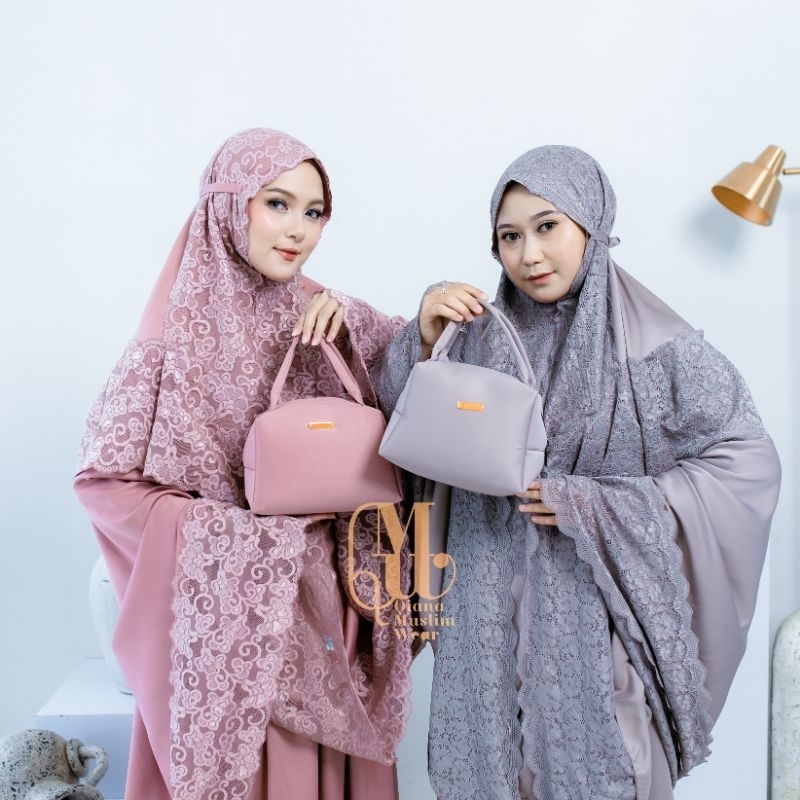 QMW - Mukena Silky Premium 2in1 Renda  Brukat Exclusive Jumbo Lembut Halus Adem Anti Kusut Tas Mewah