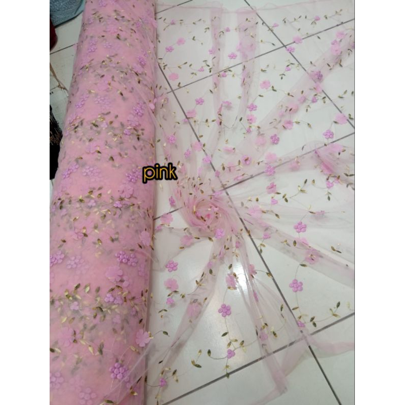 BAHAN/KAIN TILE BORDIR BUNGA 3D