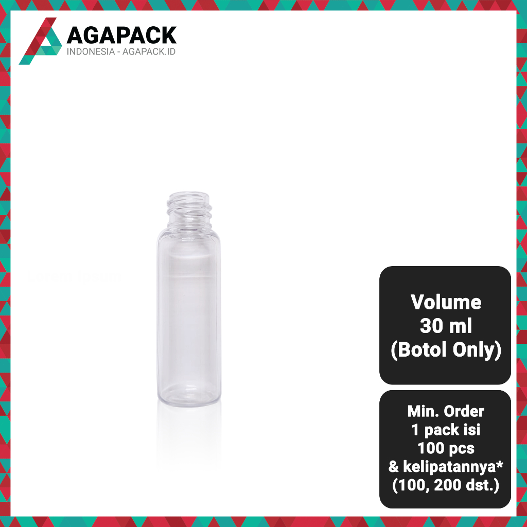 BOTOL ONLY Botol BR 30ml 30 ml Plastik PET Bening Clear (cocok utk Spray / FlipTop / Flip Top Neck 1