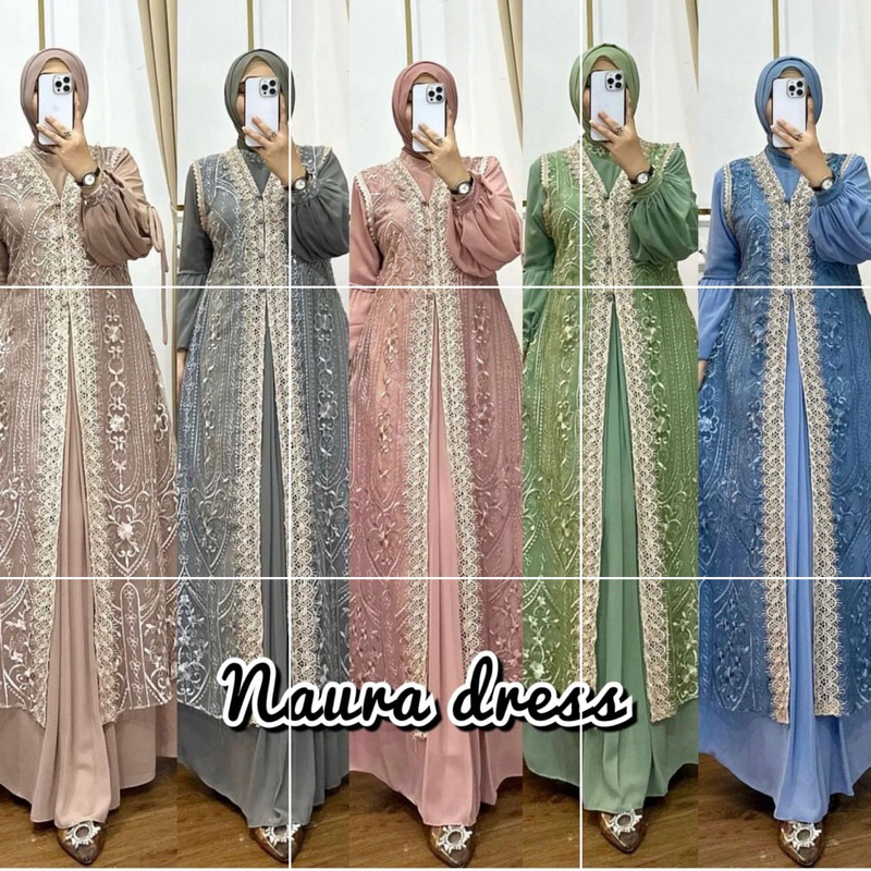 Dress Gamis Bahan Ceruty Baby Doll Mix Burkat Plus Renda Gamis Lebaran Model Terbaru Dress Kondangan
