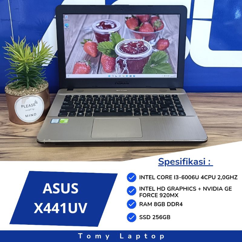 LAPTOP BEKAS ASUS X441UV/ INTEL CORE I3-6006U/ RAM 8GB DDR4/ SSD 256GB/ 14INCH