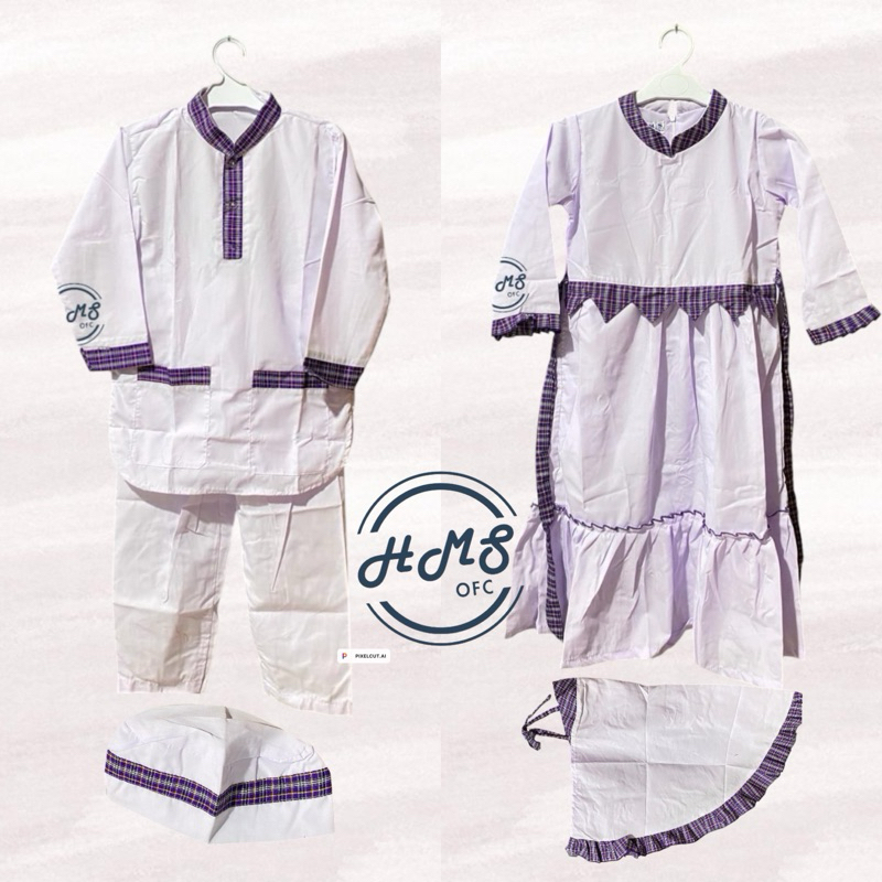 Baju seragam muslim TK/manasik gamis kotak ungu
