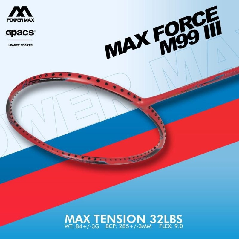 Raket Badminton POWER MAX POWERMAX MAX FORCE M99 III ORIGINAL 32LBS - Merah
