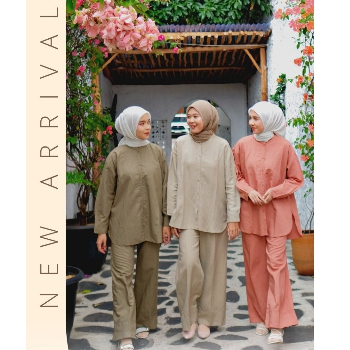 One Set Wanita Jemma Set by Asra HIjab Bahan Pure Linen Premium