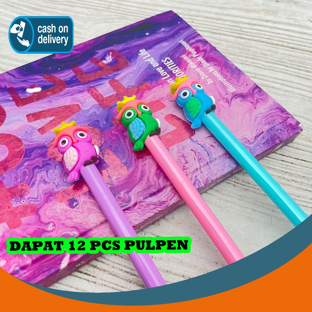 

SELUSIN (12 PCS) PULPEN GEL BURUNG HANTU MAHKOTA PG-1482 BIRD OWL ZOO ANIMAL CROWN JEWEL PEN PENA BOLPEN BOLPOIN LUCU ANAK ALAT TULIS KANTOR SEKOLAH MURAH TERMURAH COD