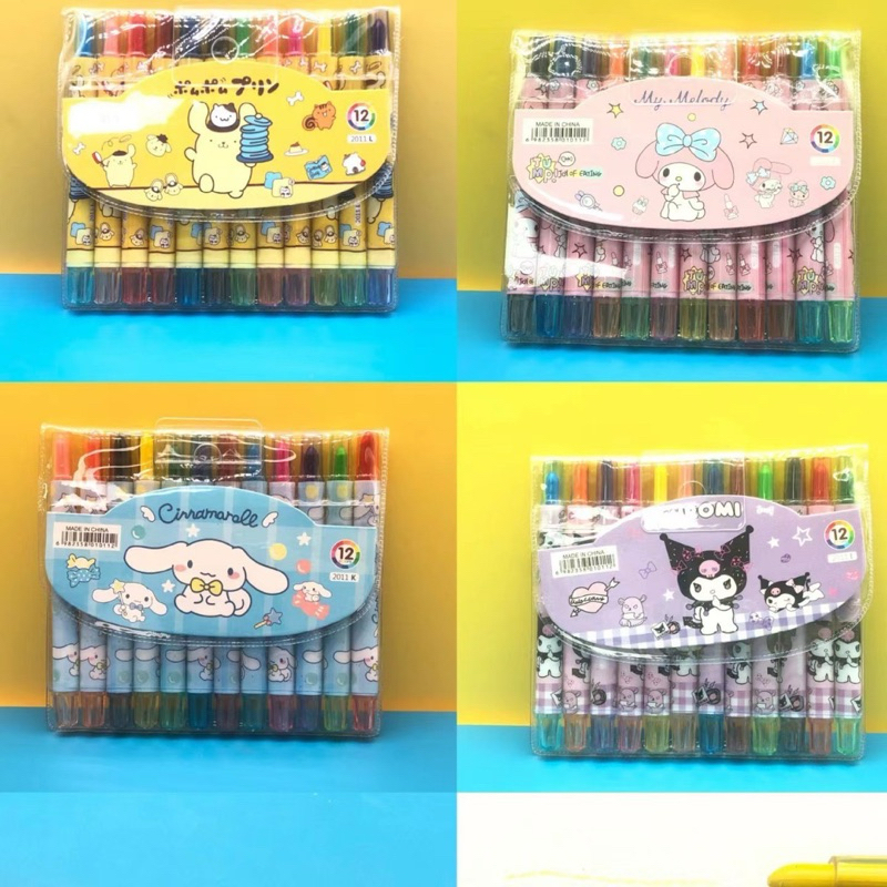 

MJ82 Crayon Putar 12 warna Sanrio / Kuromi Crayon Cinnamorol