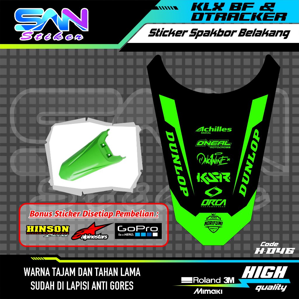 Stiker Spakbor Belakang KLX BF dan Dtracker 150 Sticker Selebor Variasi Warna Motor Kawasaki