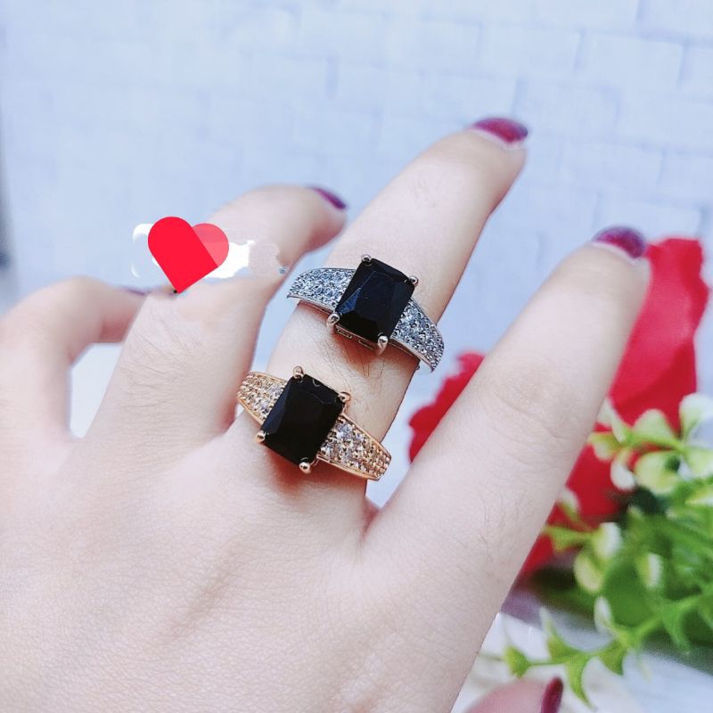 cincin permata zircon/ permata hitam cincin wanita