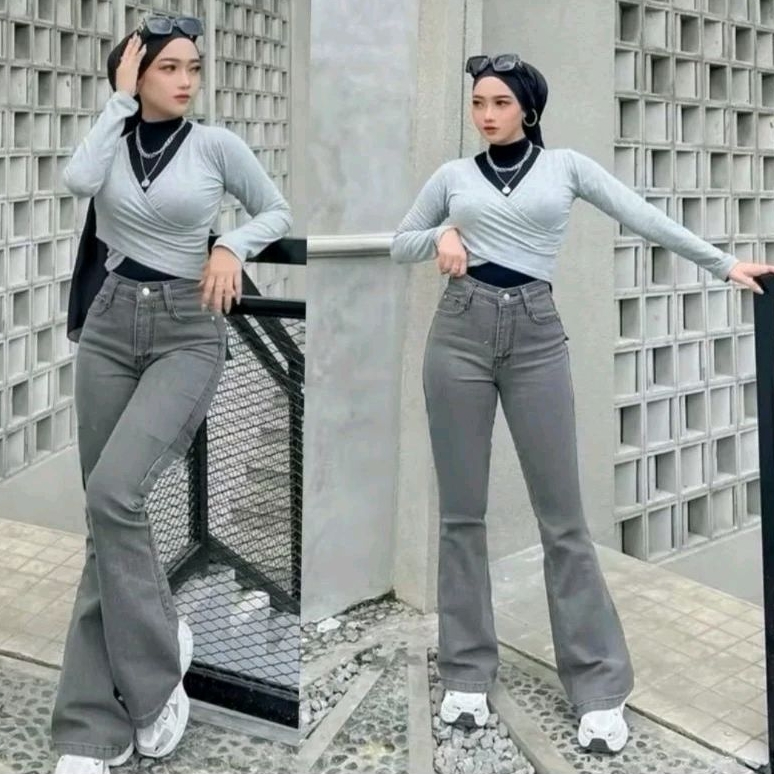 Terlaris Celana Jeans Panjang Wanita Hightwaist Cutbray Bahan denim 13oz 27-34