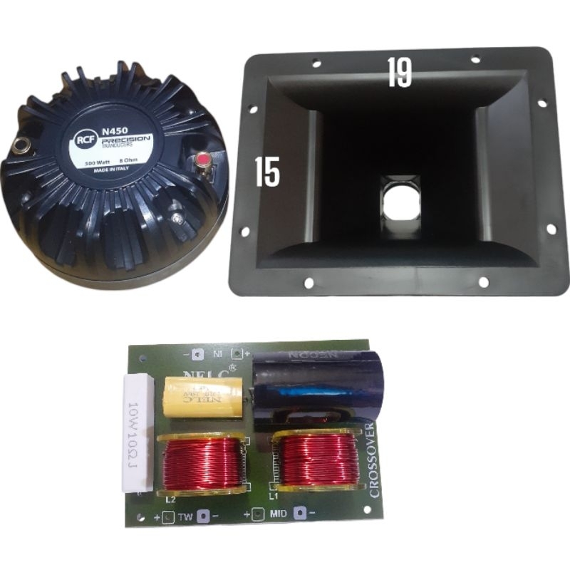Paket Tweeter RCF N450 Plus Corong 15X19 Dan Crossover 2 Way