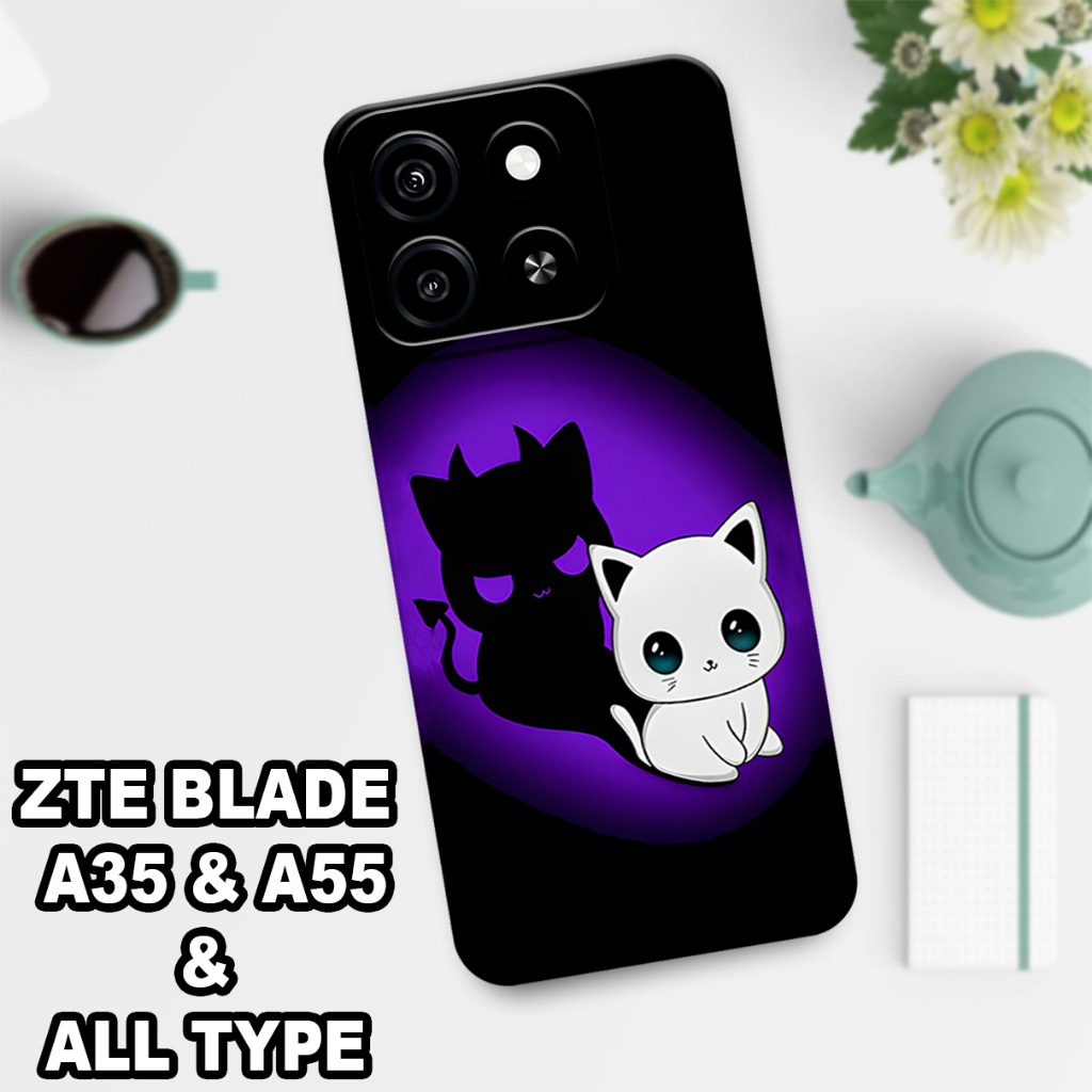 CC22/ Softcase karet lentur untuk ZTE BLADE A35 & A55 2024/Motif  kucing/case ZTE BLADE A35 & A55   