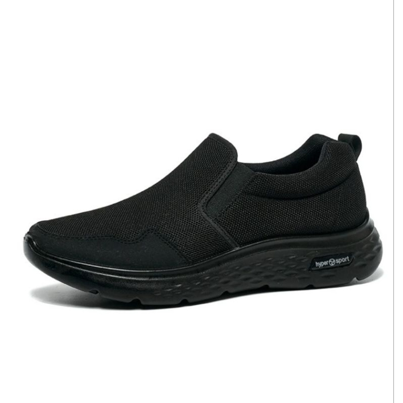 Sepatu Sneakers Pria Original Hitam Polos Size 40-45 Casual Import Tanpa Tali Sport Shoes