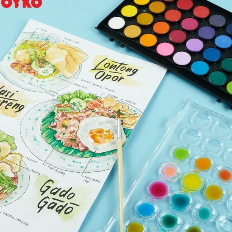 

KF7 Watercolor Set Cat Air JOYKO WC3 isi 28Water Color Cat Lukis JOYKO