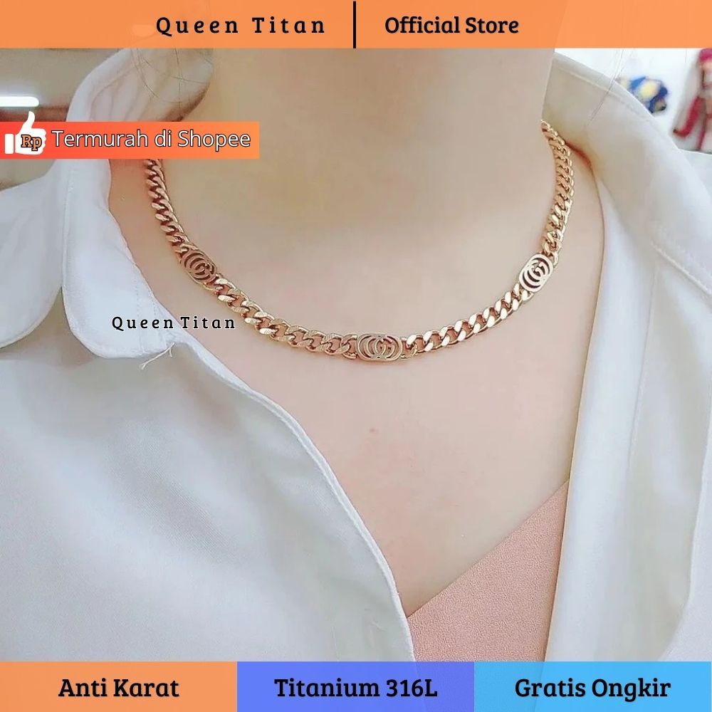 Kalung Wanita Korea Rantai Sisik Naga Anti Karat Titanium Asli Cewek Kalung Choker Style Vintage