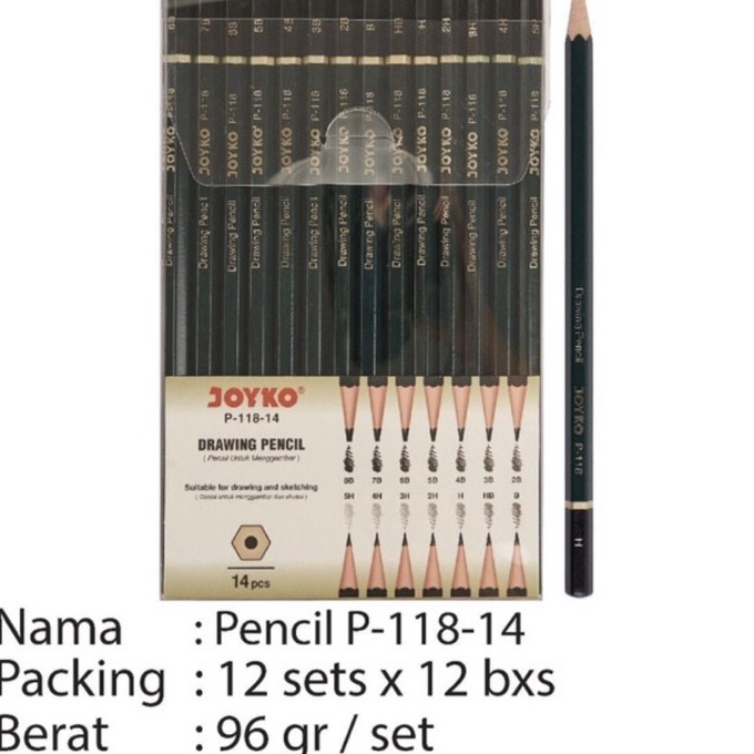 

KI3 pensil joyko set p 118 isi 14 ukuran 3 h sampai 8 b