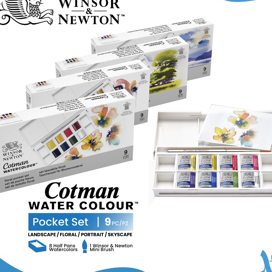 

Kilat Winsor ton Cotman Watercolor 8 Half Pan Pocket Set