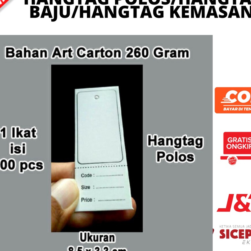 

KI3 BAYAR DITEMPAT HANG TAG 2 PCS HANTAG HENGTEG POLOS TAG LABEL LEBEL KES LABEL BAJU