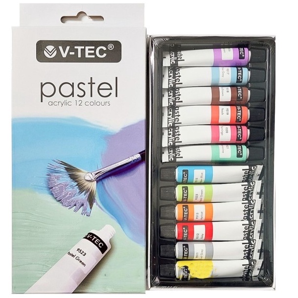 

FG2 Cat Akrilik Warna Pastel VTEC Set 12x6ml Pastel Acrylic