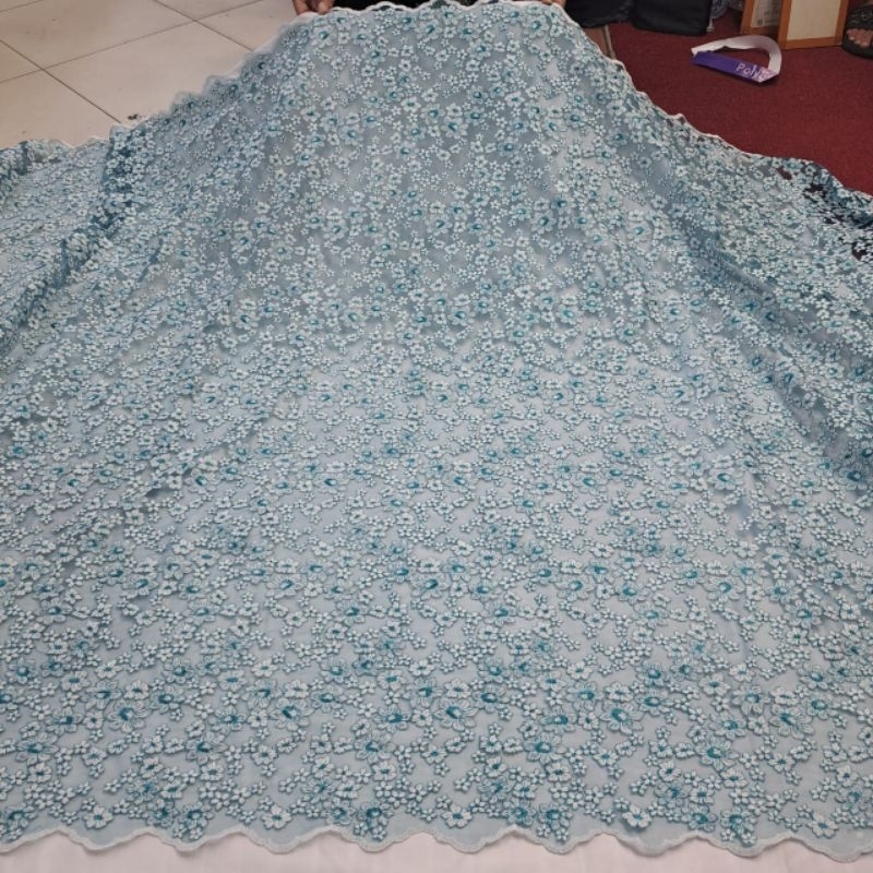 KAIN BROKAT TILE KATUN VERSI KOREA. Bahan Tile Two Tone Bordir Katun. Tile Katun Bordir Lembut./ har