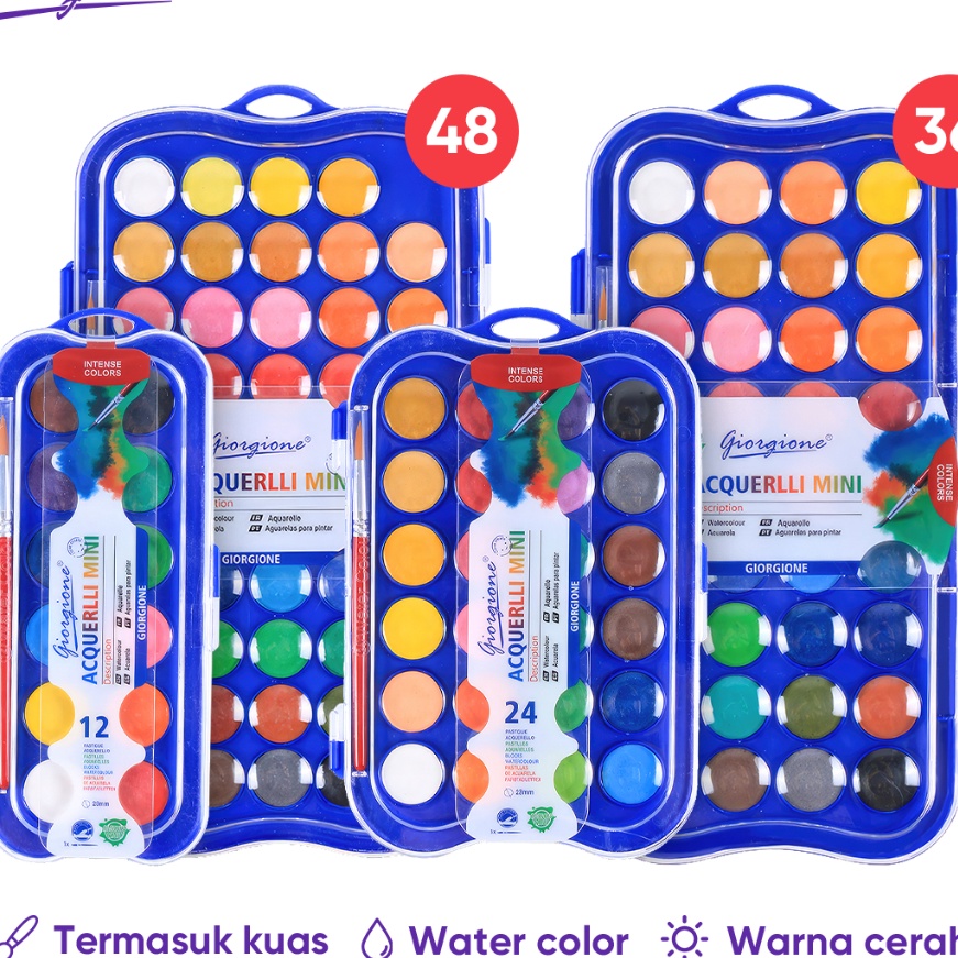 

Hemat Giorgione Cat Air Watercolor Paint Set Cat Padat Solid Paint 12243648 Warna GT