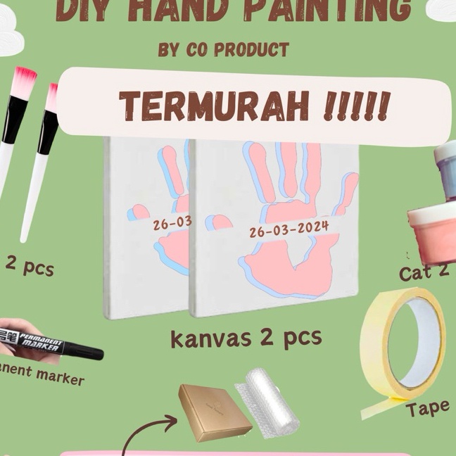 

KF7 DIY Hand Painting Kit 1 set free box canvas lukis Lengkap set lukis tangan couple