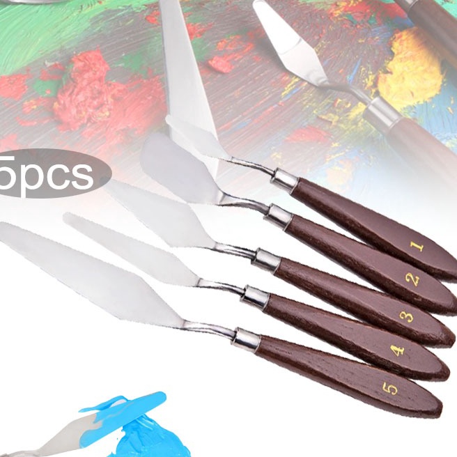 

Kilat 5pcs Pisau Palet Lukis Besi Spatula Lukis Painting Knife Pisau Palet Lukis