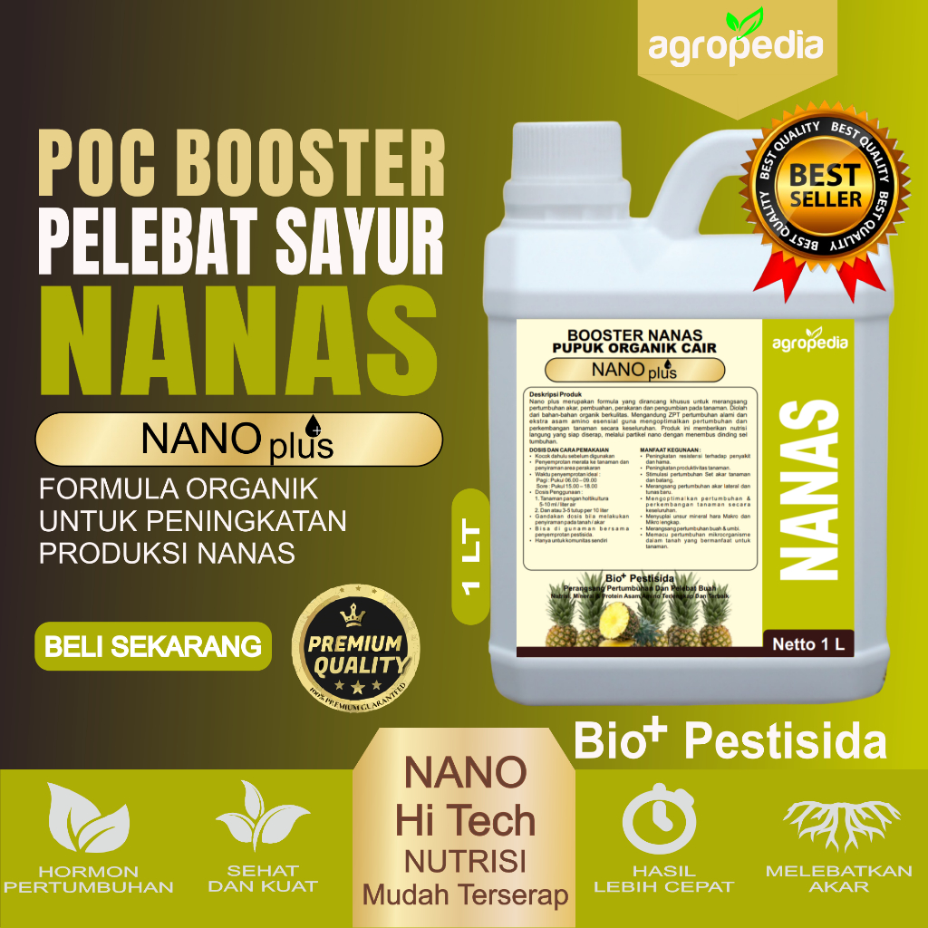 NUTRISI BOOSTER Pupuk Nanas Agar Cepat Berbuah, Super Pelebat Buah Nanas,  Pupuk Perangsang Nanas, A
