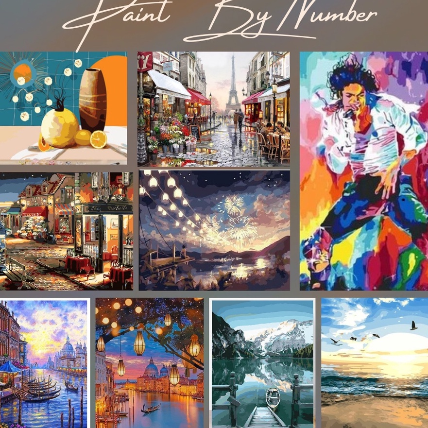 

FG2 Paint By Number Set 4 x 5 cm DIY Painting Kit Numbers Lukis Canvas No Frame dan Frame 4x5cm Melukis Nomor Numbering Kanvas Art Gambar Anak Dewasa Kids Adult